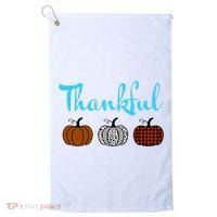 Fall Plaid Pumpkin Thankful Women, Thanksgiving Be Blessed Golf Towel thumb 0