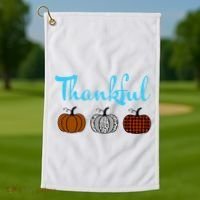 Fall Plaid Pumpkin Thankful Women, Thanksgiving Be Blessed Golf Towel thumb 1