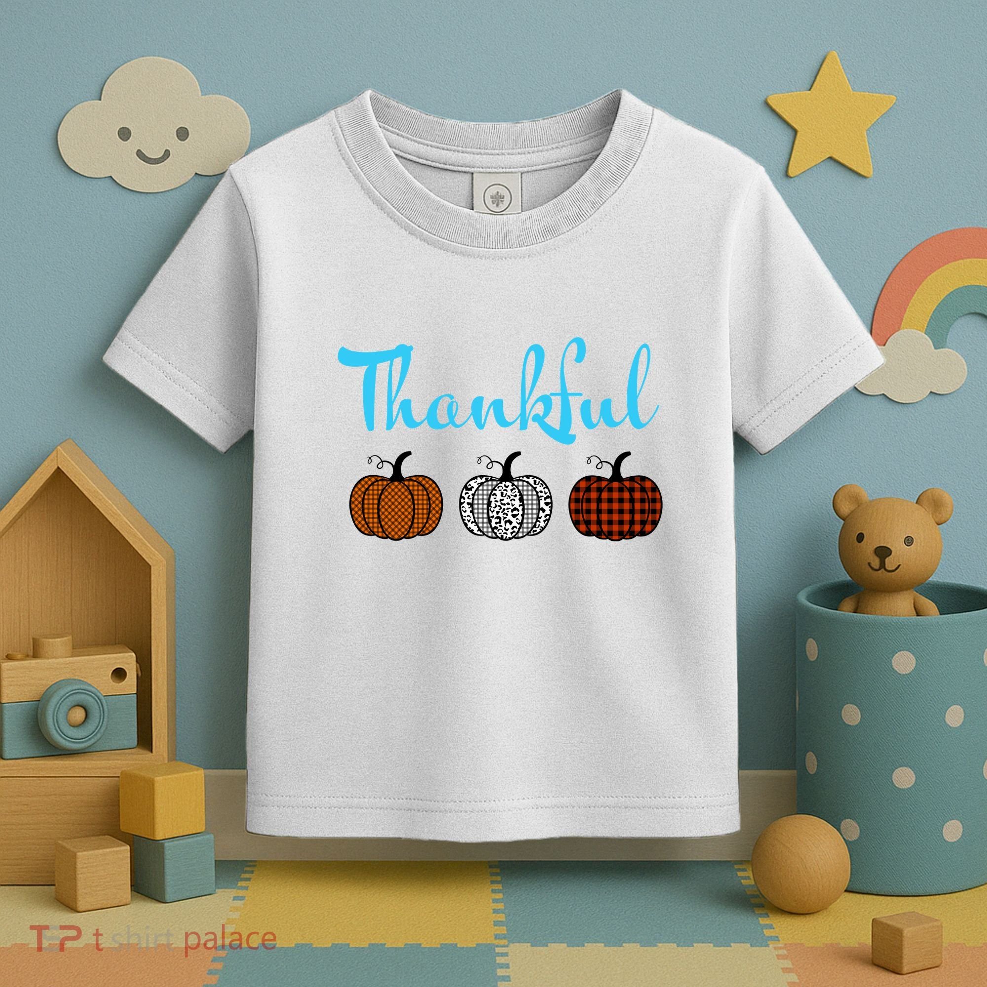 Fall Plaid Pumpkin Thankful Women, Thanksgiving Be Blessed Toddler T-Shirt