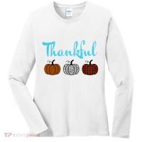 Fall Plaid Pumpkin Thankful Women, Thanksgiving Be Blessed Women's Long Sleeve Shirt thumb 0