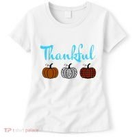 Fall Plaid Pumpkin Thankful Women, Thanksgiving Be Blessed Women's T-Shirt thumb 0