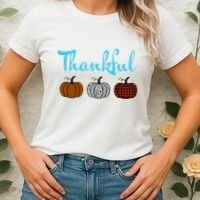 Fall Plaid Pumpkin Thankful Women, Thanksgiving Be Blessed Women's T-Shirt thumb 2