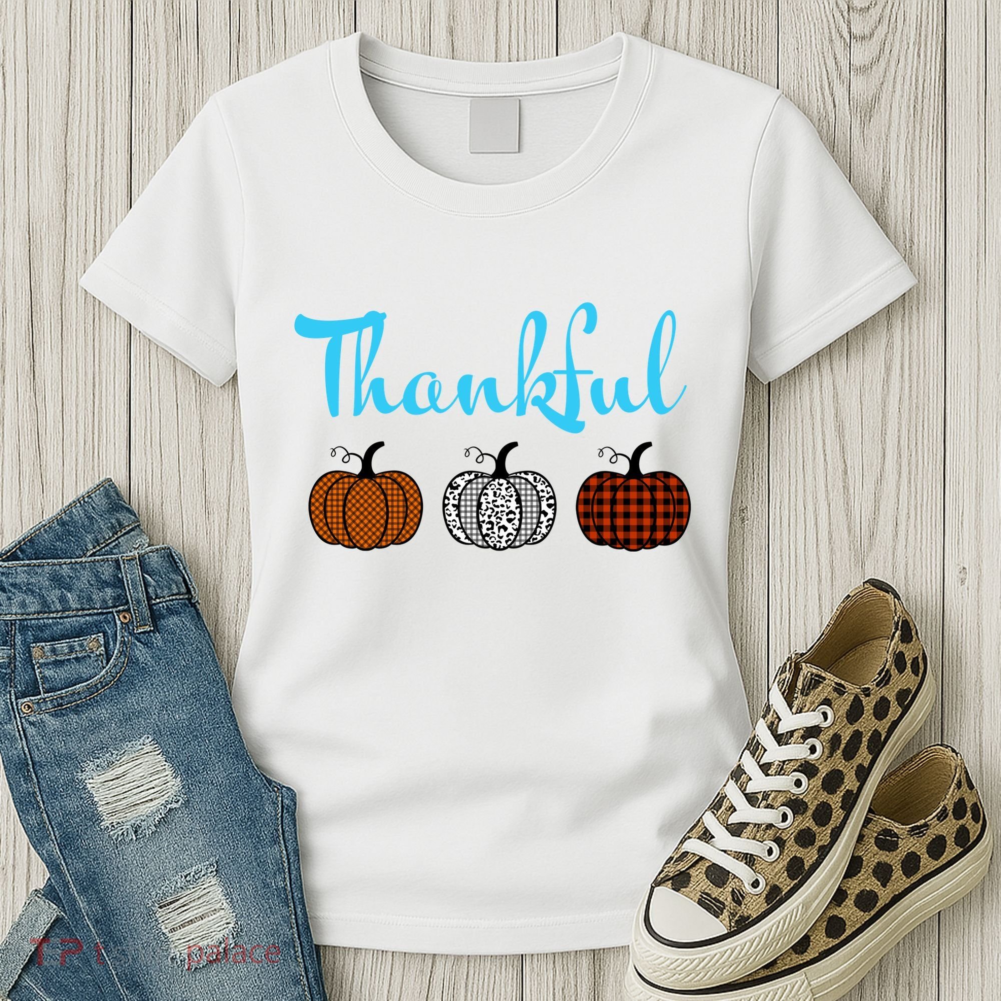 Fall Plaid Pumpkin Thankful Women, Thanksgiving Be Blessed Women's T-Shirt