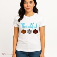 Fall Plaid Pumpkin Thankful Women, Thanksgiving Be Blessed Women's T-Shirt thumb 4