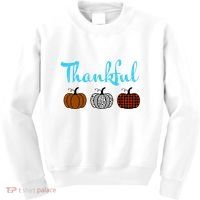 Fall Plaid Pumpkin Thankful Women, Thanksgiving Be Blessed Kids Sweatshirt thumb 0