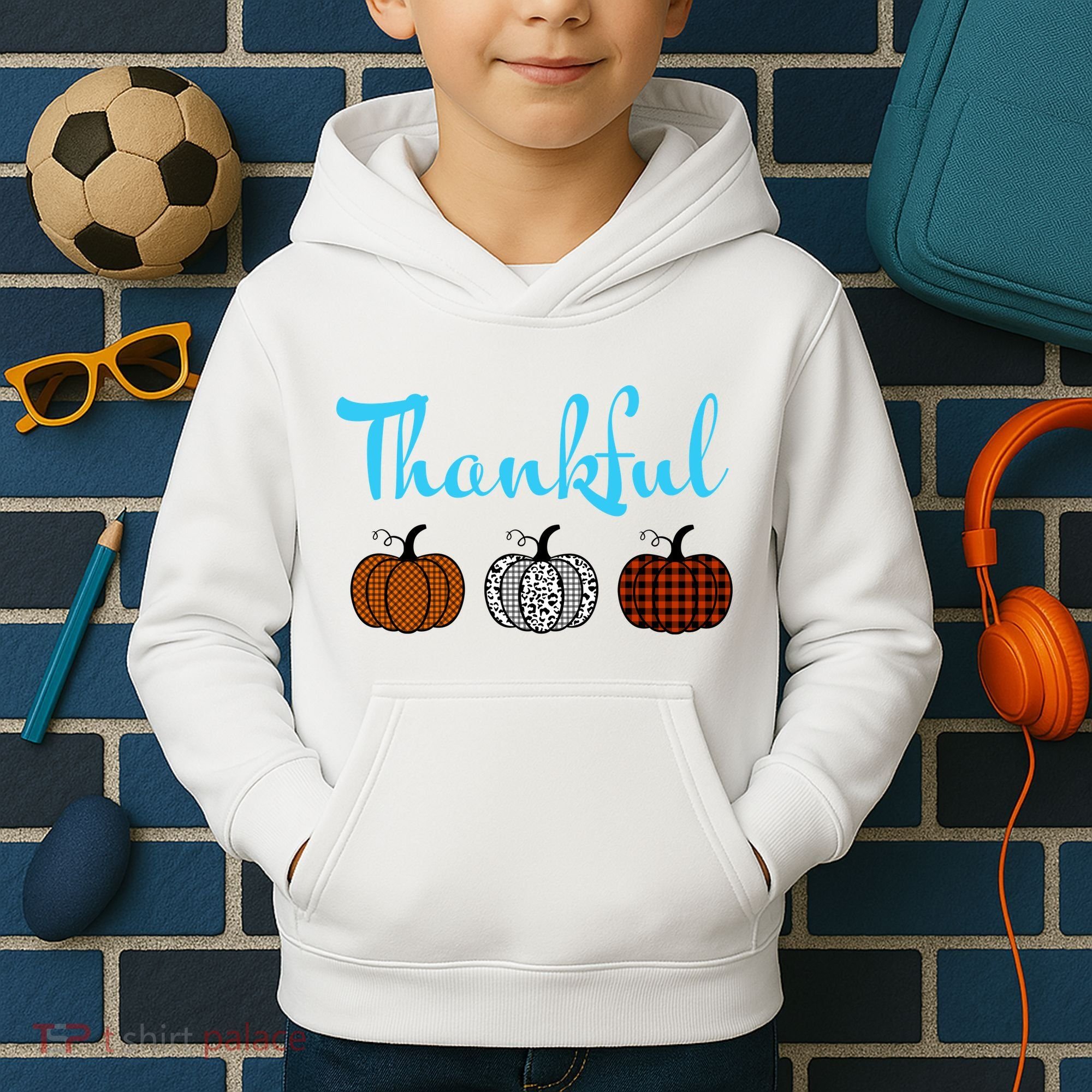Fall Plaid Pumpkin Thankful Women, Thanksgiving Be Blessed Kids Hoodie