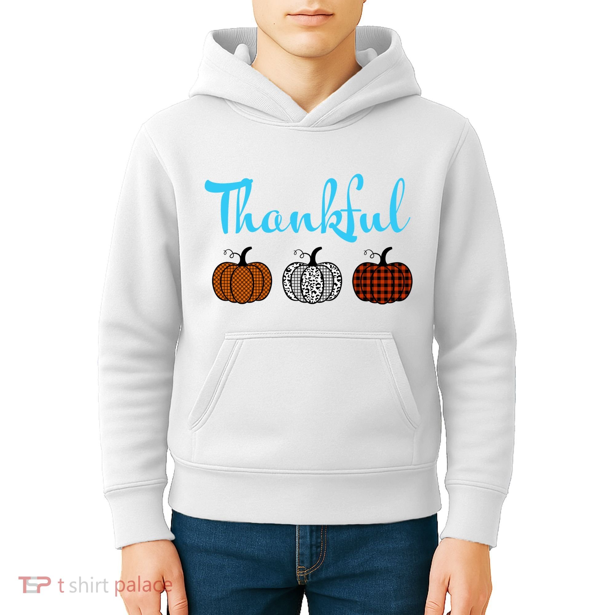 Fall Plaid Pumpkin Thankful Women, Thanksgiving Be Blessed Kids Hoodie
