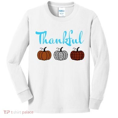 Fall Plaid Pumpkin Thankful Women, Thanksgiving Be Blessed Kids Long Sleeve Shirt