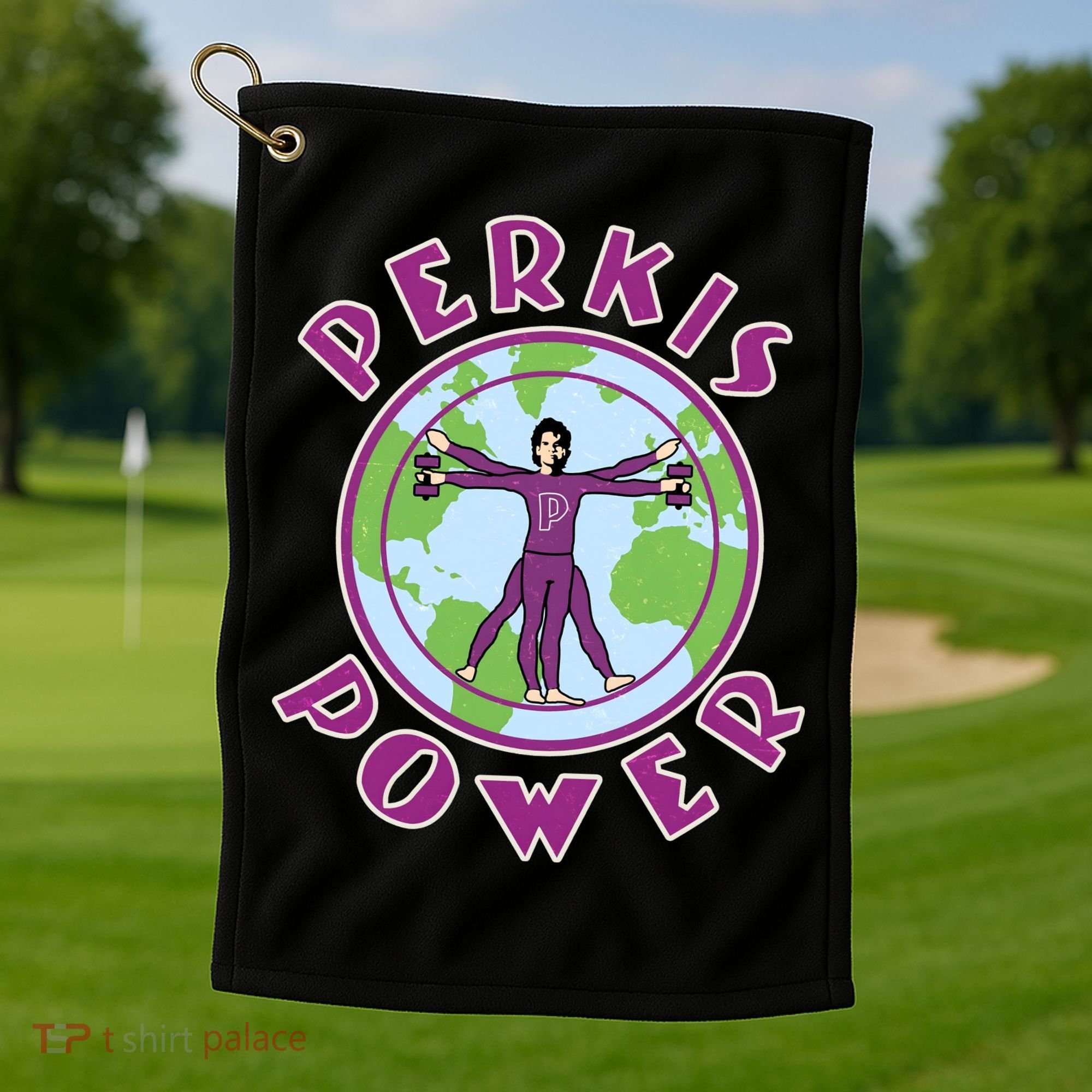 Funny Perkis Power Fitness Logo Golf Towel