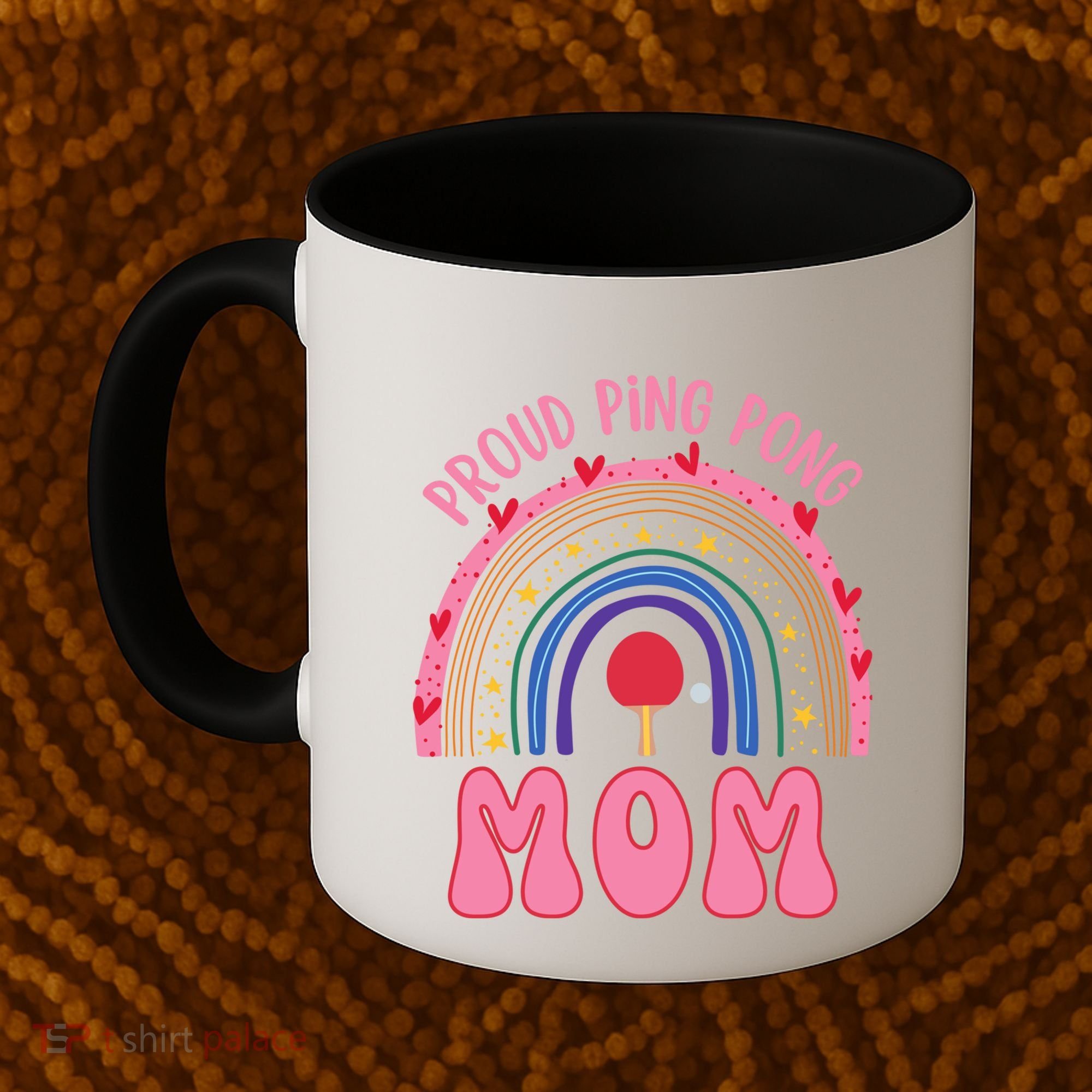Funny Ping Pong Table Tennis Proud Ping Pong Mom Rainbow Gift Coffee Mug