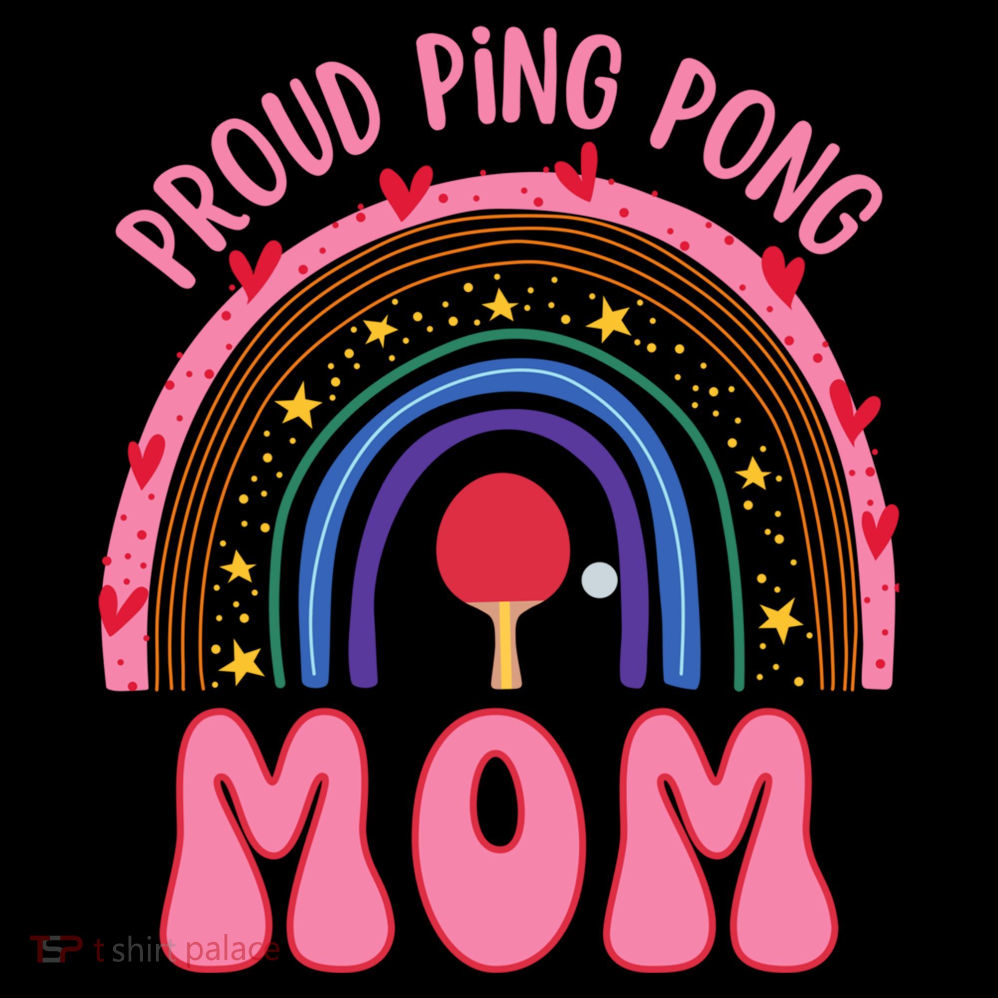 Funny Ping Pong Table Tennis Proud Ping Pong Mom Rainbow Gift Coffee Mug