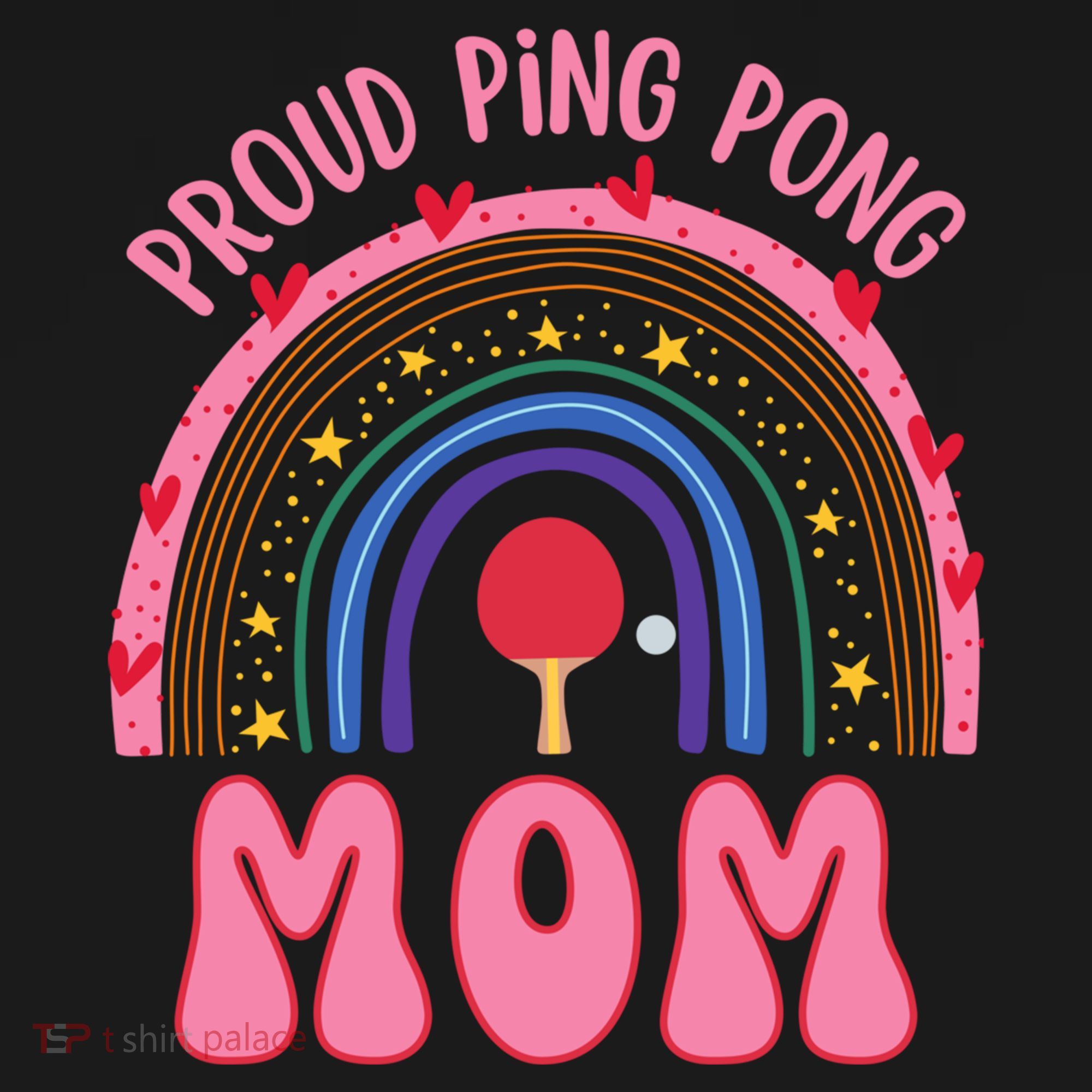 Funny Ping Pong Table Tennis Proud Ping Pong Mom Rainbow Gift Women's Hoodie