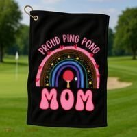 Funny Ping Pong Table Tennis Proud Ping Pong Mom Rainbow Gift Golf Towel thumb 1