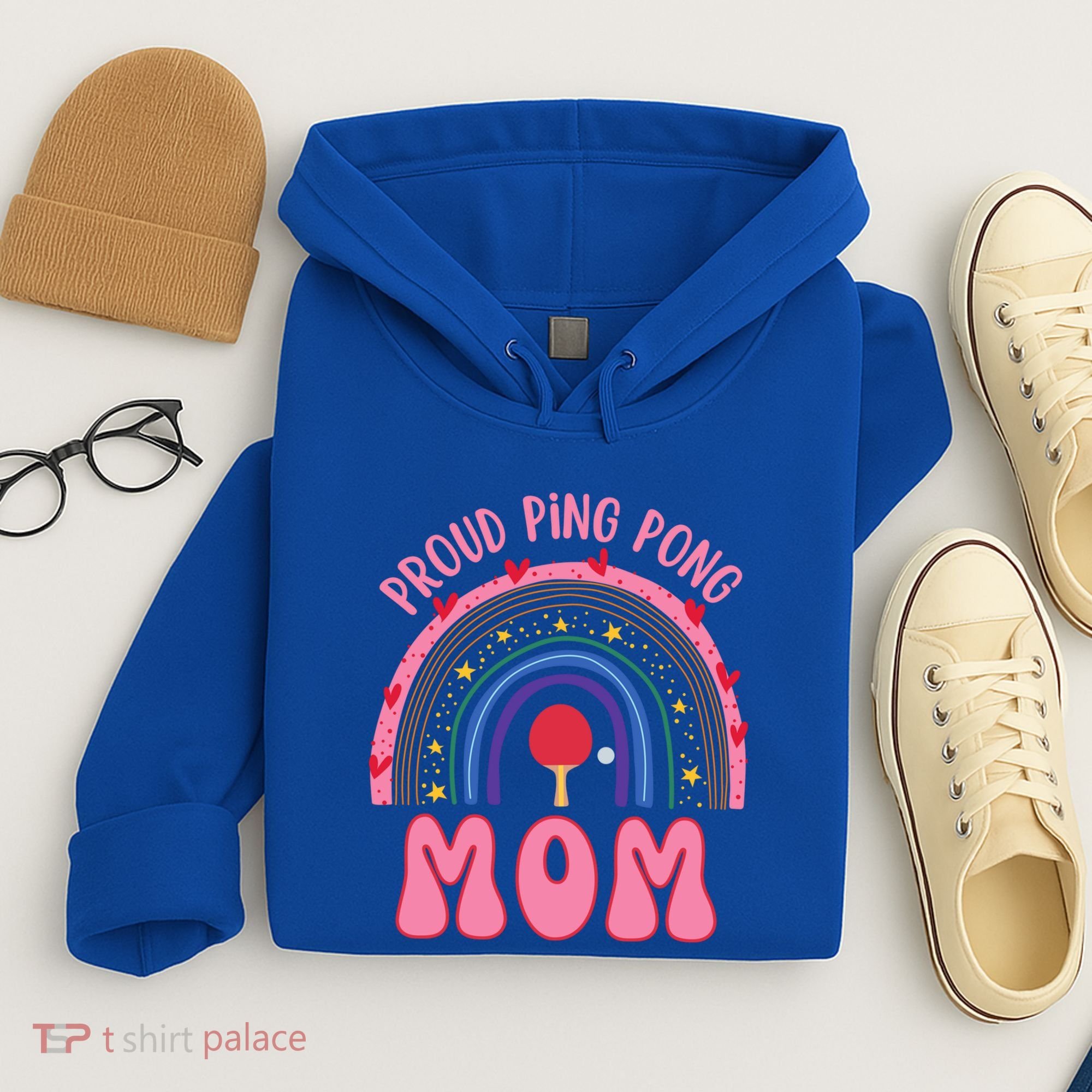 Funny Ping Pong Table Tennis Proud Ping Pong Mom Rainbow Gift Hoodie