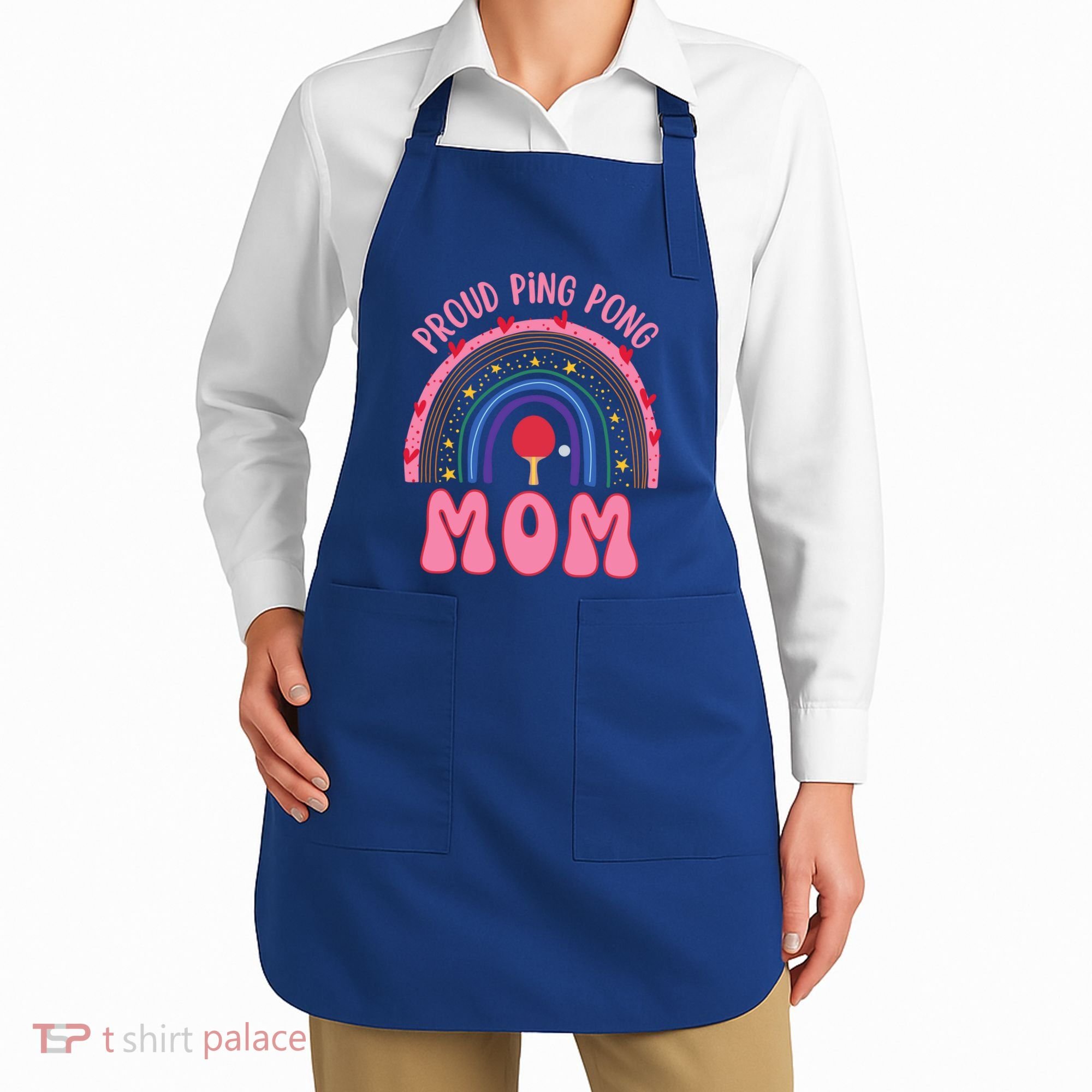 Funny Ping Pong Table Tennis Proud Ping Pong Mom Rainbow Gift Apron