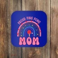 Funny Ping Pong Table Tennis Proud Ping Pong Mom Rainbow Gift Coaster thumb 0
