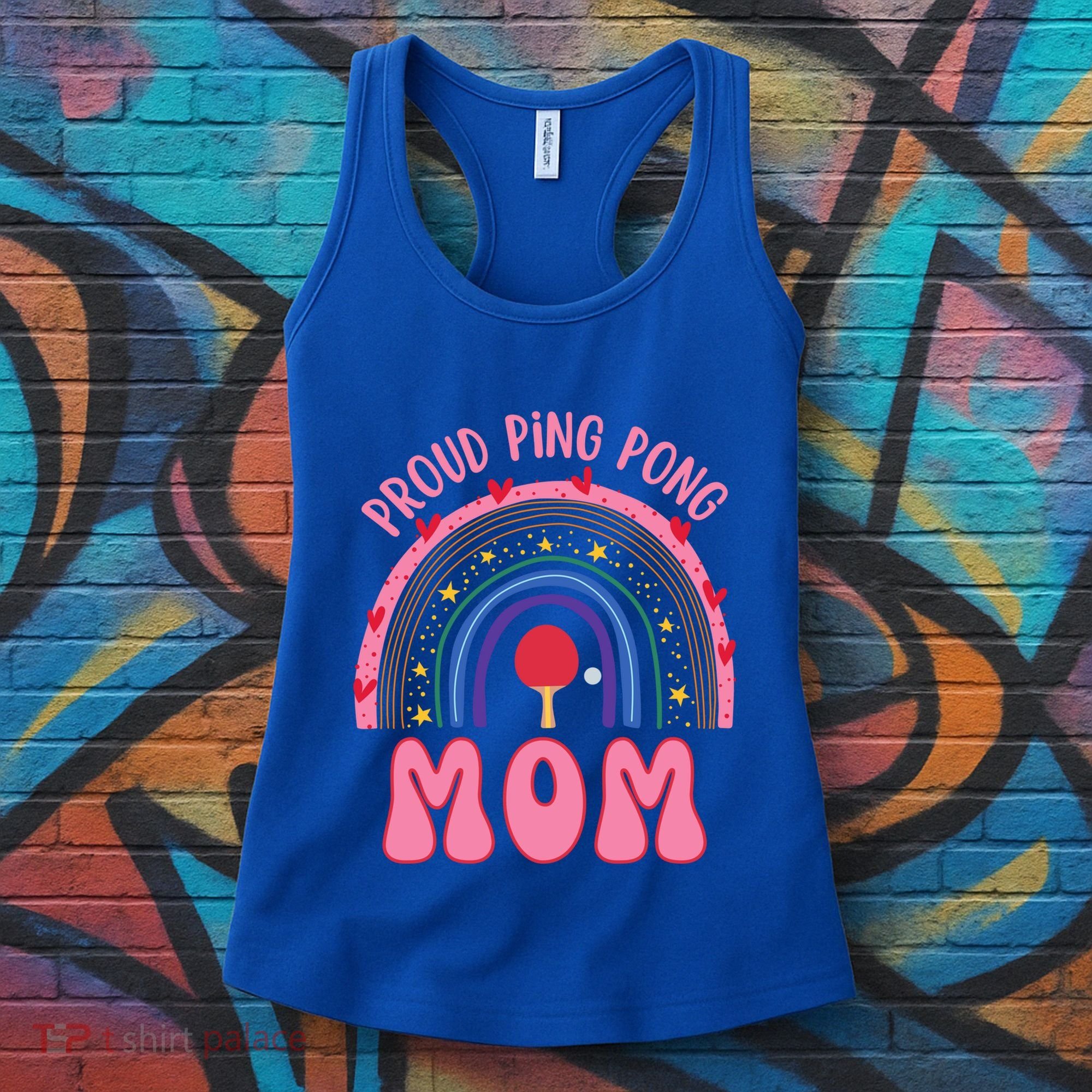 Funny Ping Pong Table Tennis Proud Ping Pong Mom Rainbow Gift Women's Tank Top