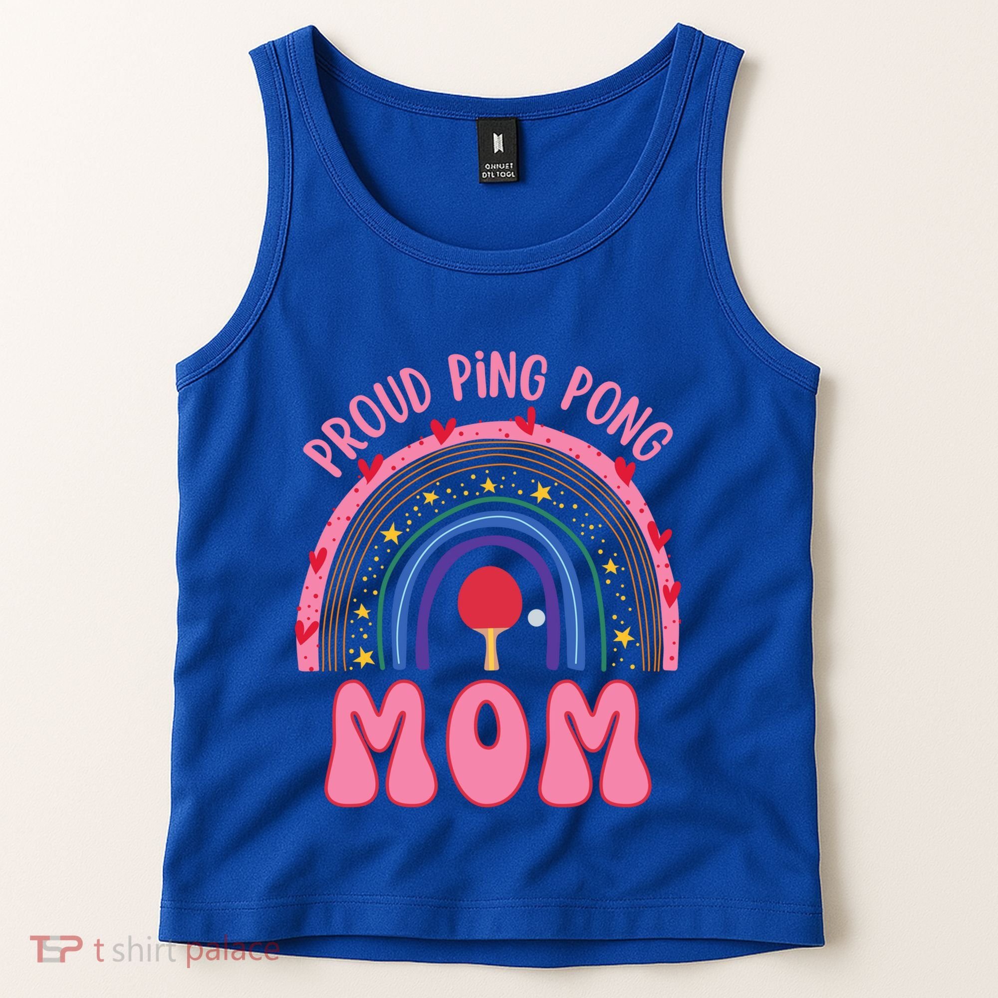 Funny Ping Pong Table Tennis Proud Ping Pong Mom Rainbow Gift Tank Top