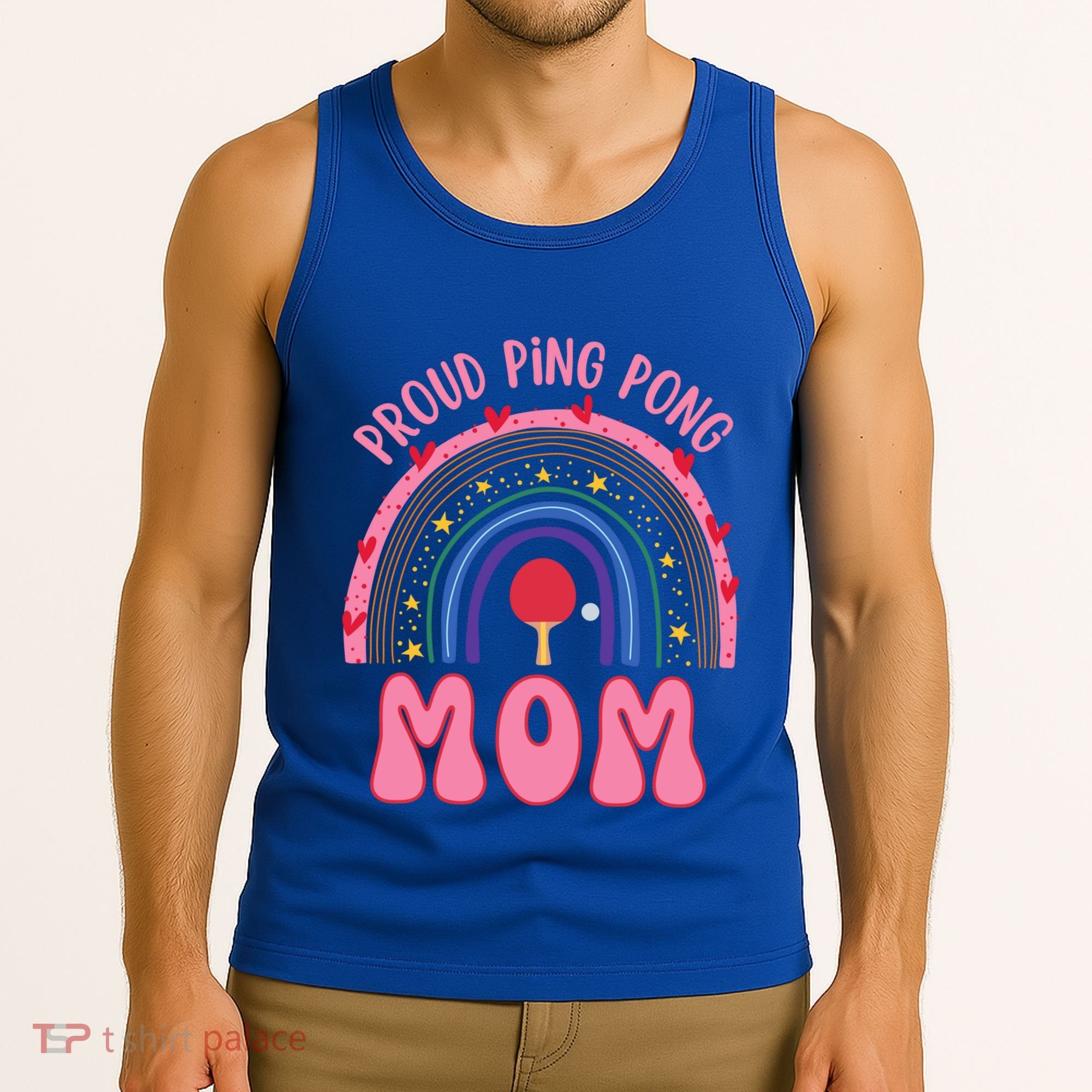 Funny Ping Pong Table Tennis Proud Ping Pong Mom Rainbow Gift Tank Top