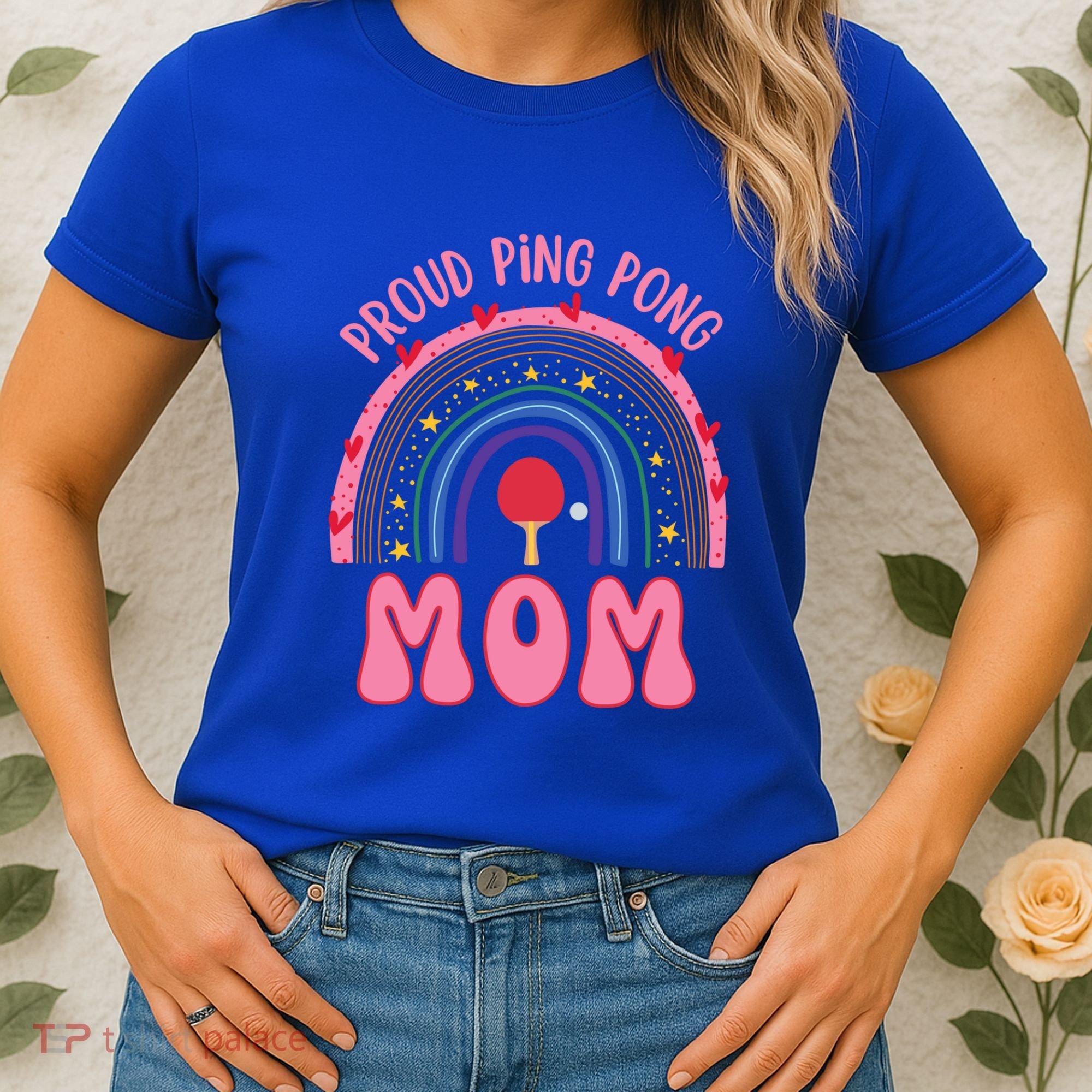 Funny Ping Pong Table Tennis Proud Ping Pong Mom Rainbow Gift Women's T-Shirt
