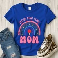 Funny Ping Pong Table Tennis Proud Ping Pong Mom Rainbow Gift Women's T-Shirt thumb 3