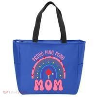 Funny Ping Pong Table Tennis Proud Ping Pong Mom Rainbow Gift Tote Bag thumb 0