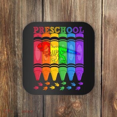 Funny Prehistoric Preschool Dinosaur Crayons Coaster