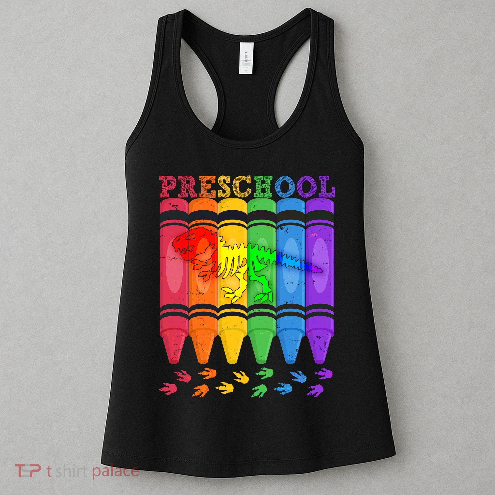 Funny Prehistoric Preschool Dinosaur Crayons Women's Tank Top