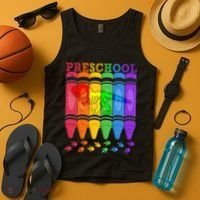 Funny Prehistoric Preschool Dinosaur Crayons Tank Top thumb 4