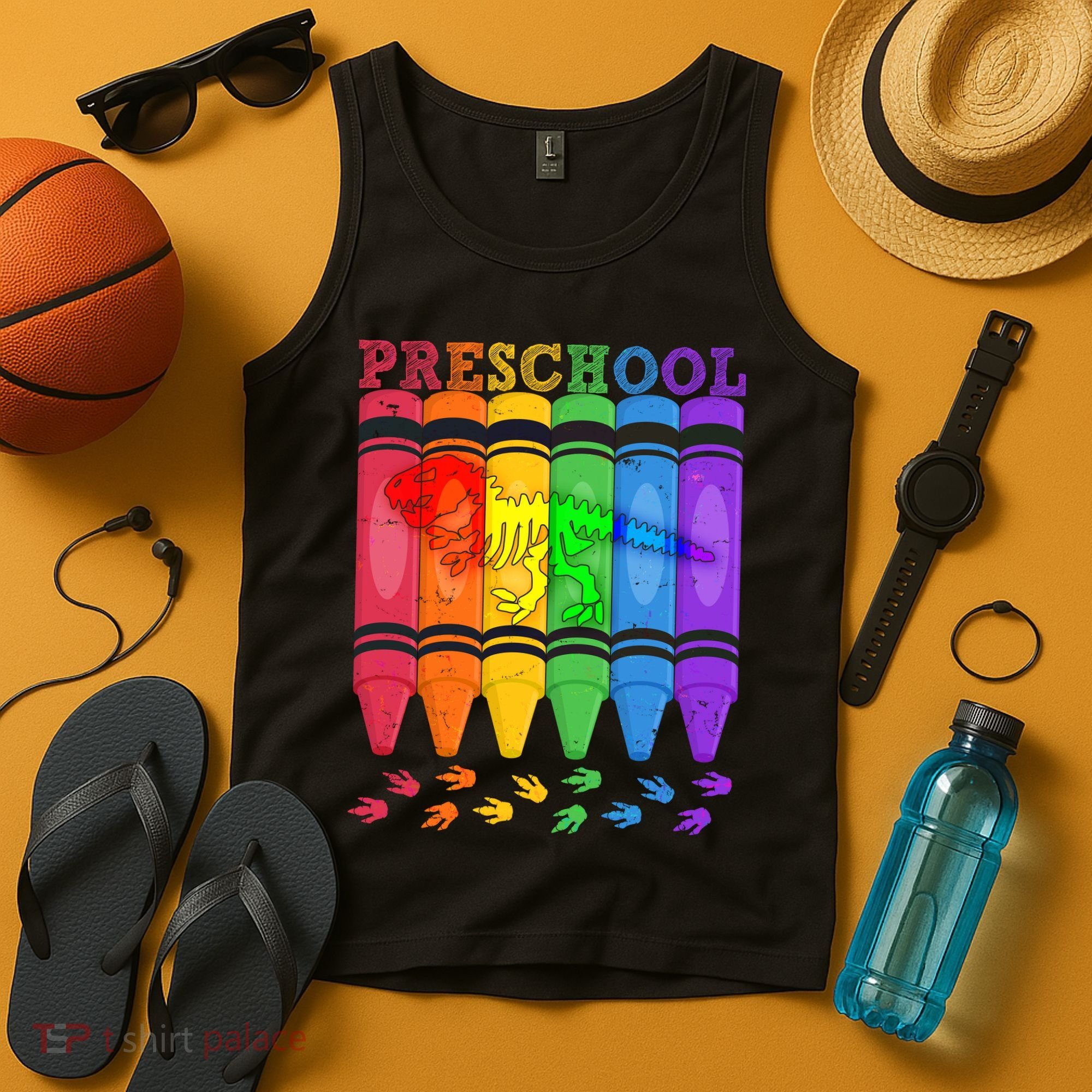 Funny Prehistoric Preschool Dinosaur Crayons Tank Top