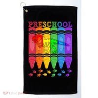 Funny Prehistoric Preschool Dinosaur Crayons Golf Towel thumb 0