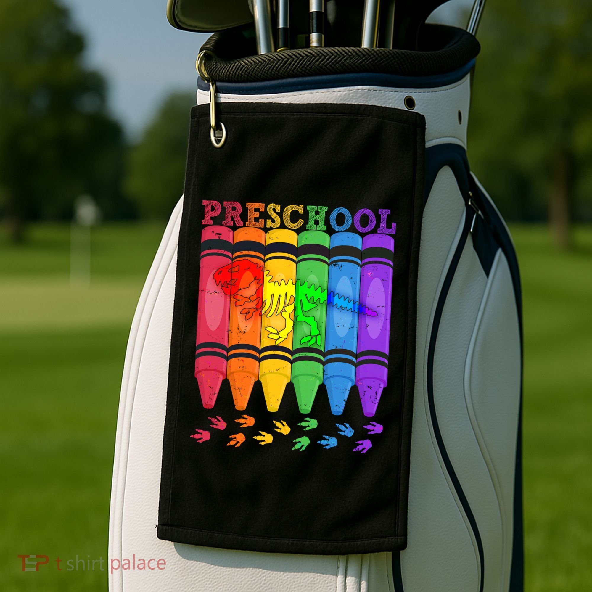 Funny Prehistoric Preschool Dinosaur Crayons Golf Towel
