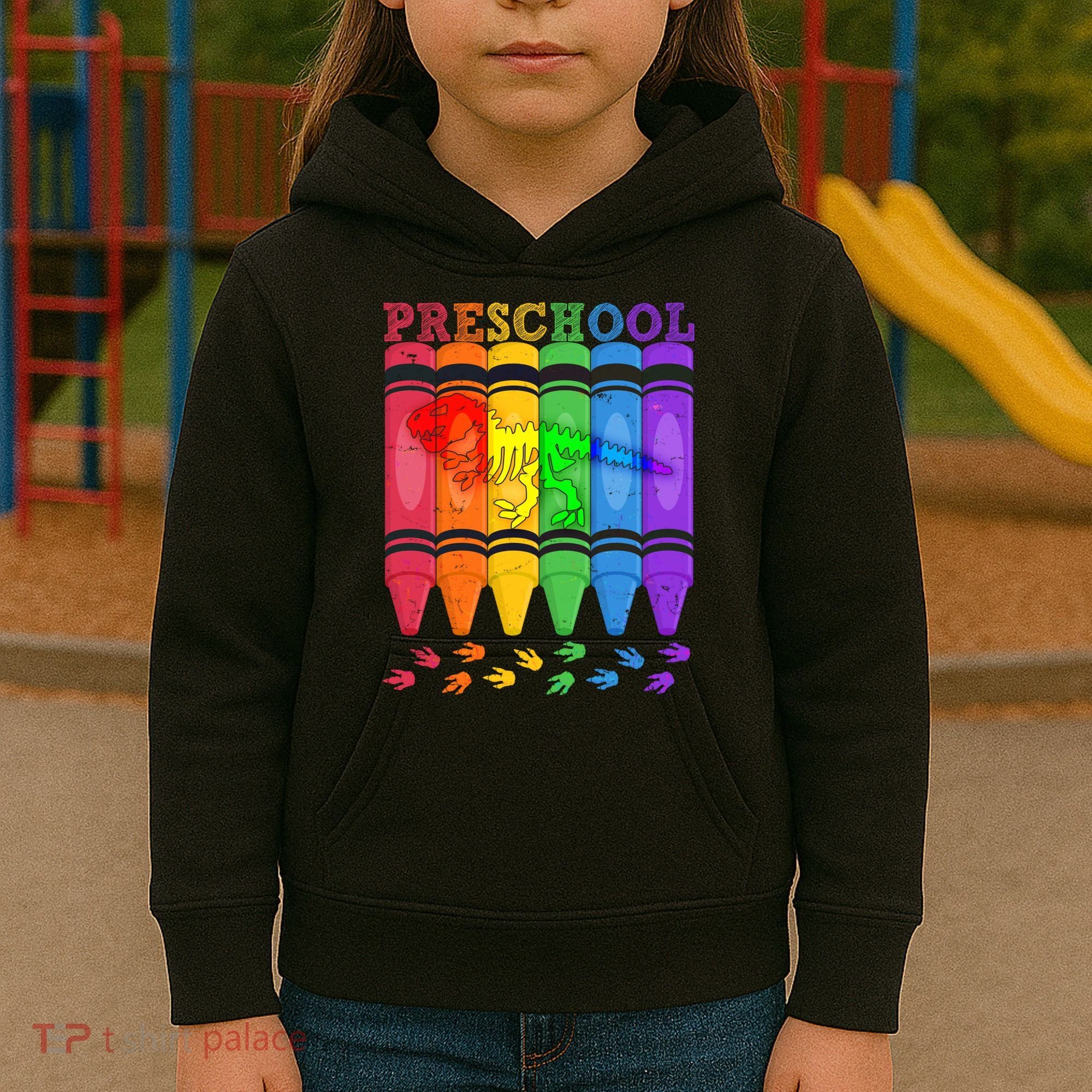Funny Prehistoric Preschool Dinosaur Crayons Kids Hoodie