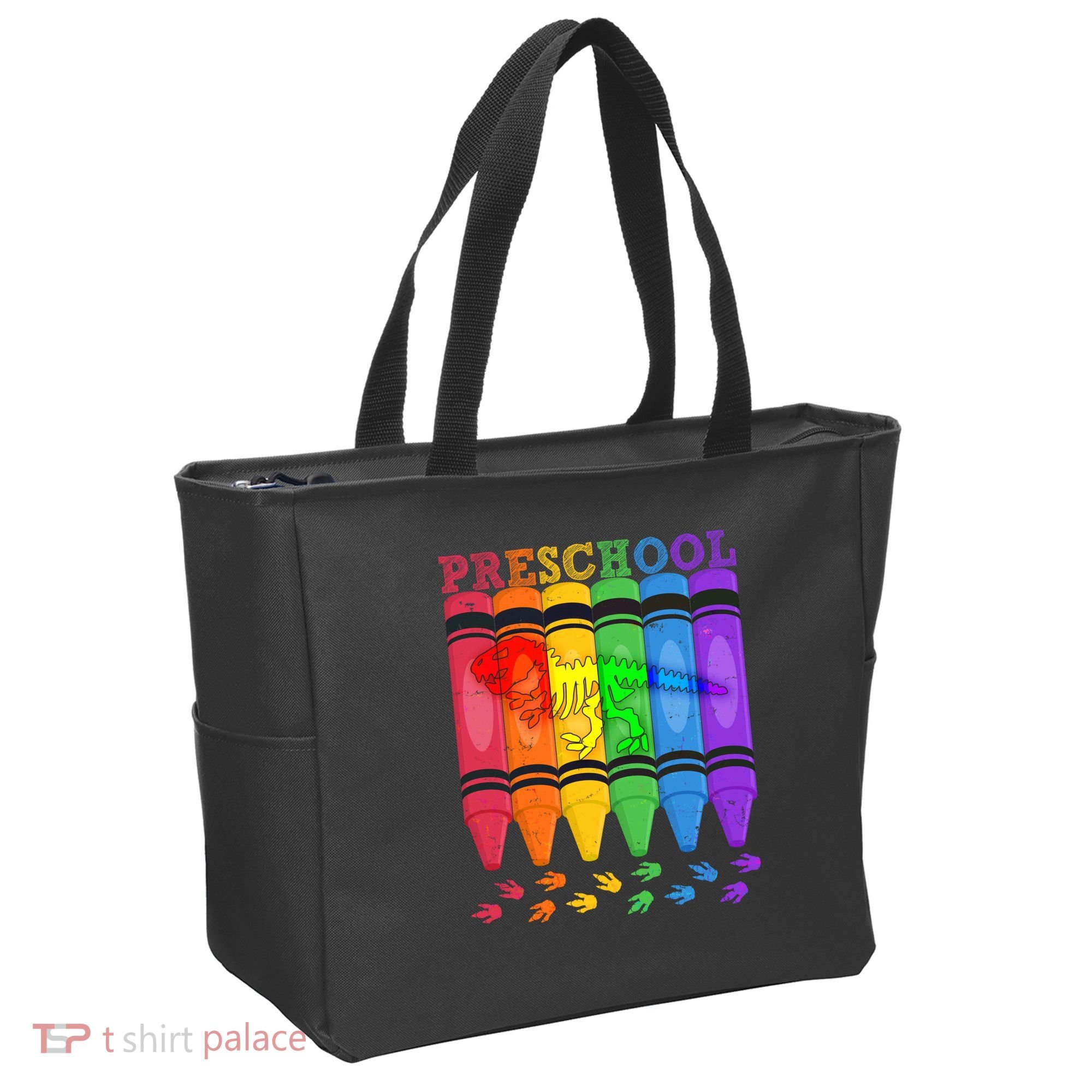 Funny Prehistoric Preschool Dinosaur Crayons Tote Bag
