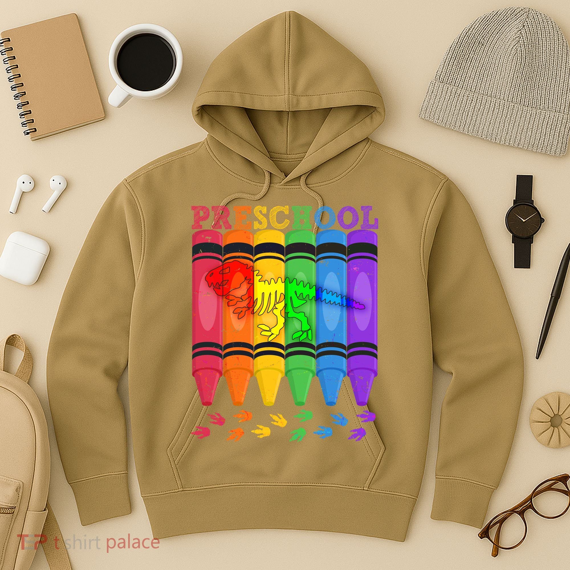 Funny Prehistoric Preschool Dinosaur Crayons Hoodie