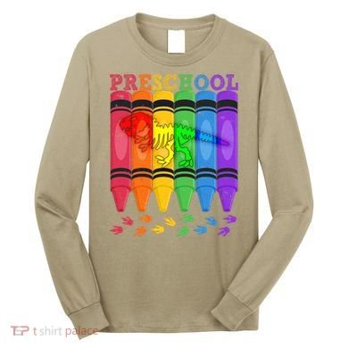 Funny Prehistoric Preschool Dinosaur Crayons Long Sleeve Shirt