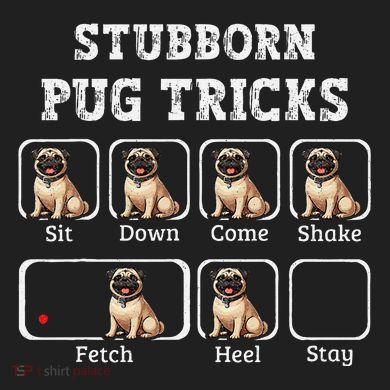 Funny Pug Puggle Dog Pups Stubborn Pug Tricks Urban Oversized Heavyweight T-Shirt