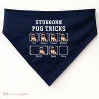 Funny Pug Puggle Dog Pups Stubborn Pug Tricks USA-Made Doggie Bandana thumb 0