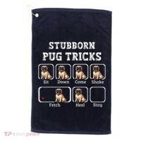 Funny Pug Puggle Dog Pups Stubborn Pug Tricks Golf Towel thumb 0