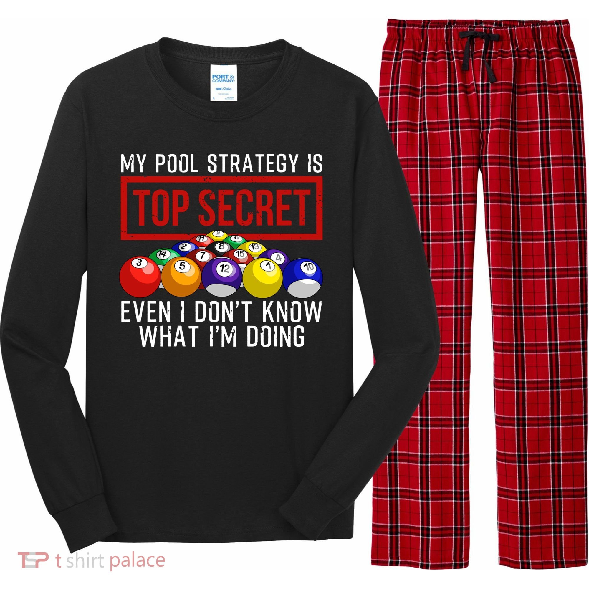 Funny Pool Player Billiards Gift For Men Women Game Play Gift Long Sleeve Pajama Set