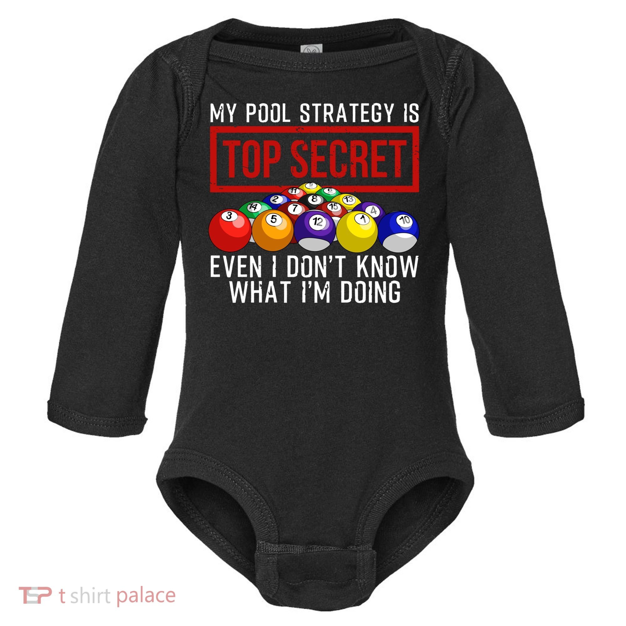 Funny Pool Player Billiards Gift For Men Women Game Play Gift Baby Long Sleeve Bodysuit