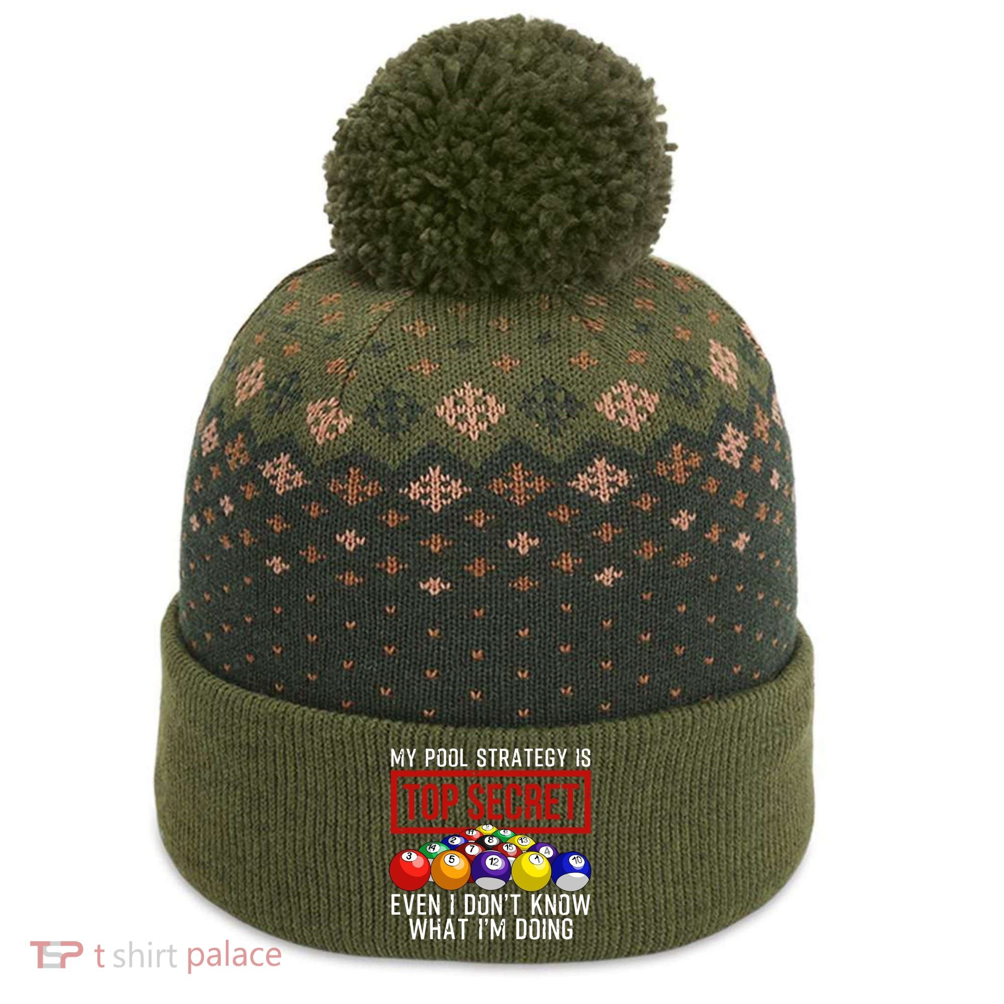 Funny Pool Player Billiards Gift For Men Women Game Play Gift The Baniff Cuffed Pom Beanie