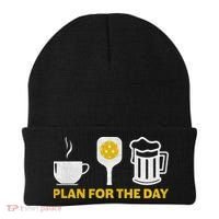 Funny Pickleball Plan For The Day Pickleball Paddle Beanie thumb 0