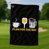 Funny Pickleball Plan For The Day Pickleball Paddle Golf Towel thumb 1