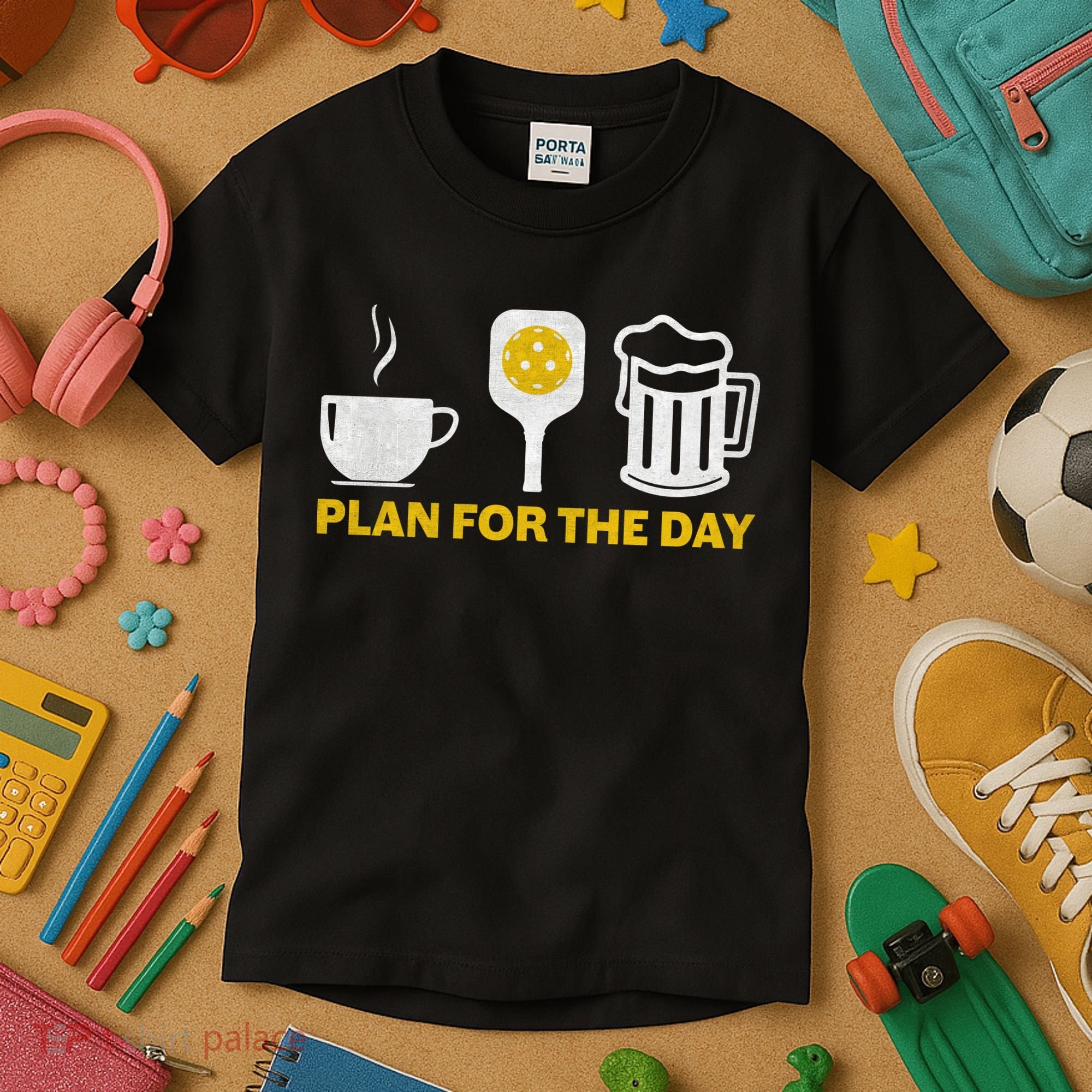 Funny Pickleball Plan For The Day Pickleball Paddle Kids T-Shirt