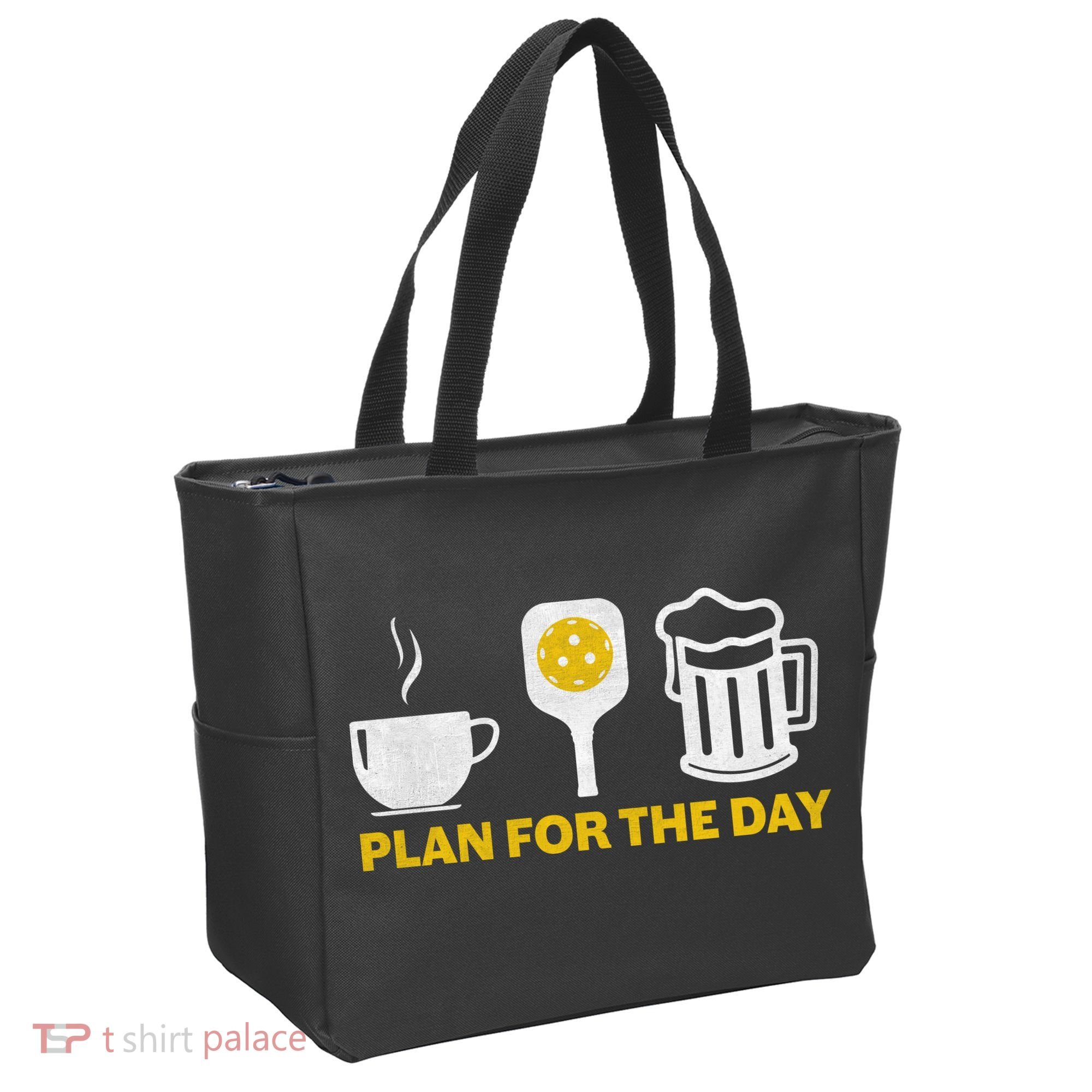 Funny Pickleball Plan For The Day Pickleball Paddle Tote Bag