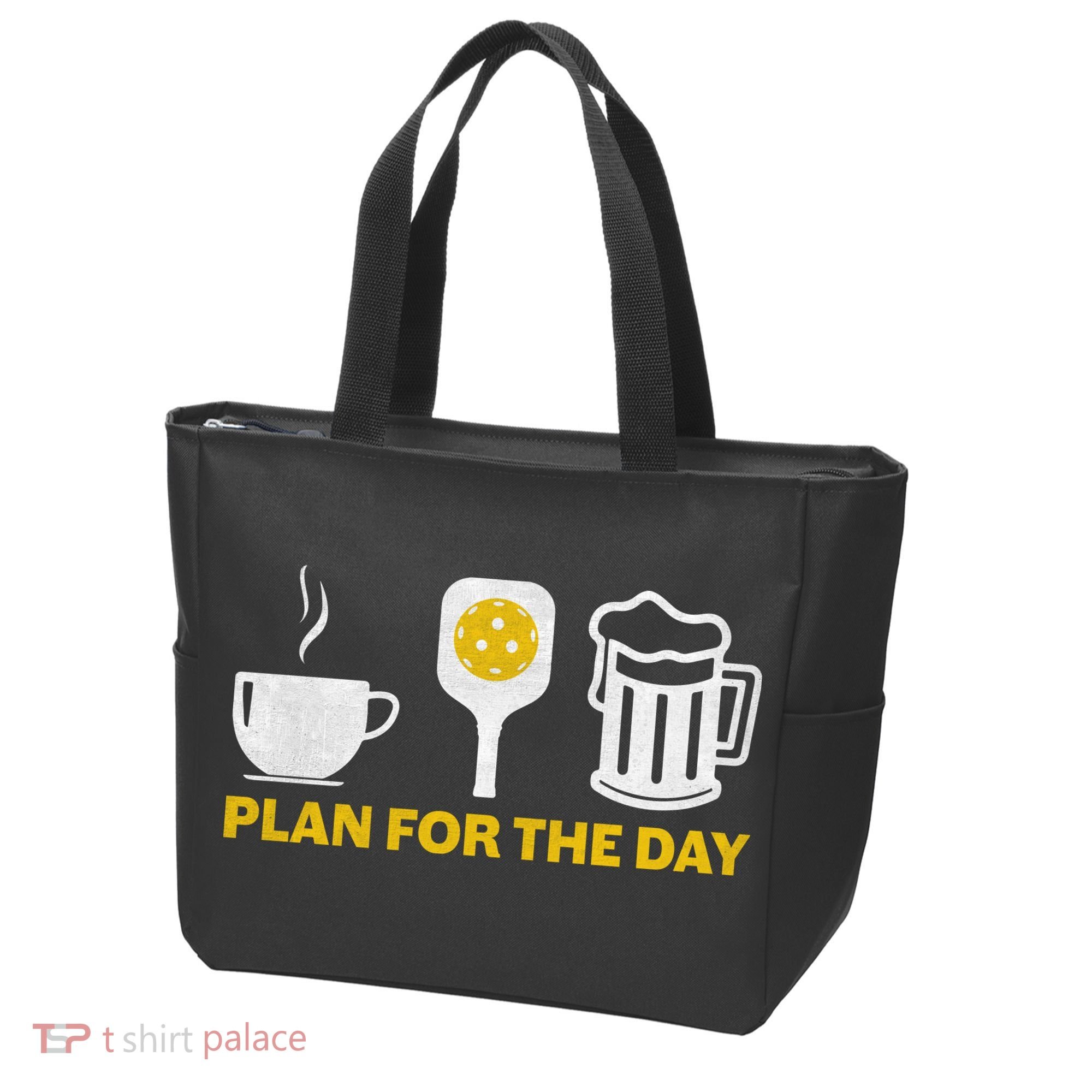 Funny Pickleball Plan For The Day Pickleball Paddle Tote Bag
