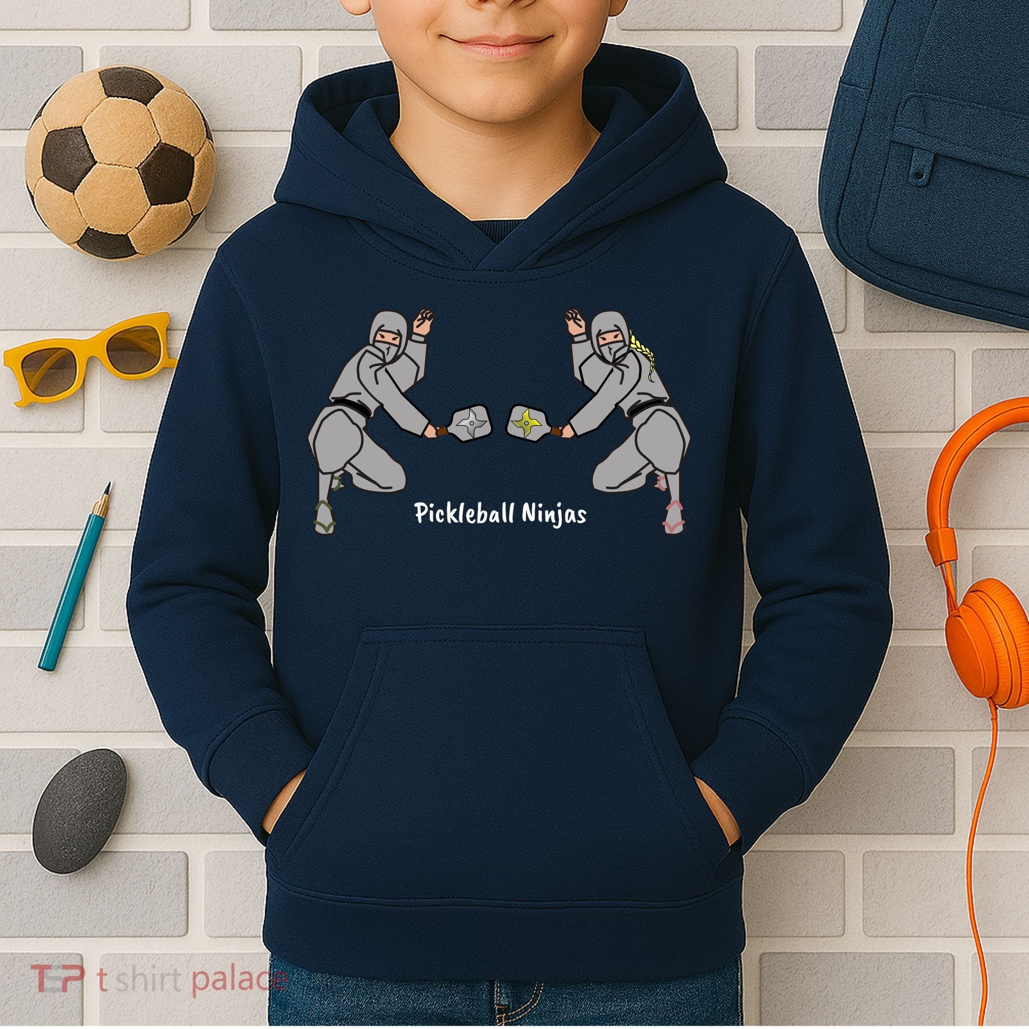 Fun Pickleball, Pickleball Ninja, Mixed Doubles, Pickleball For Life Kids Hoodie