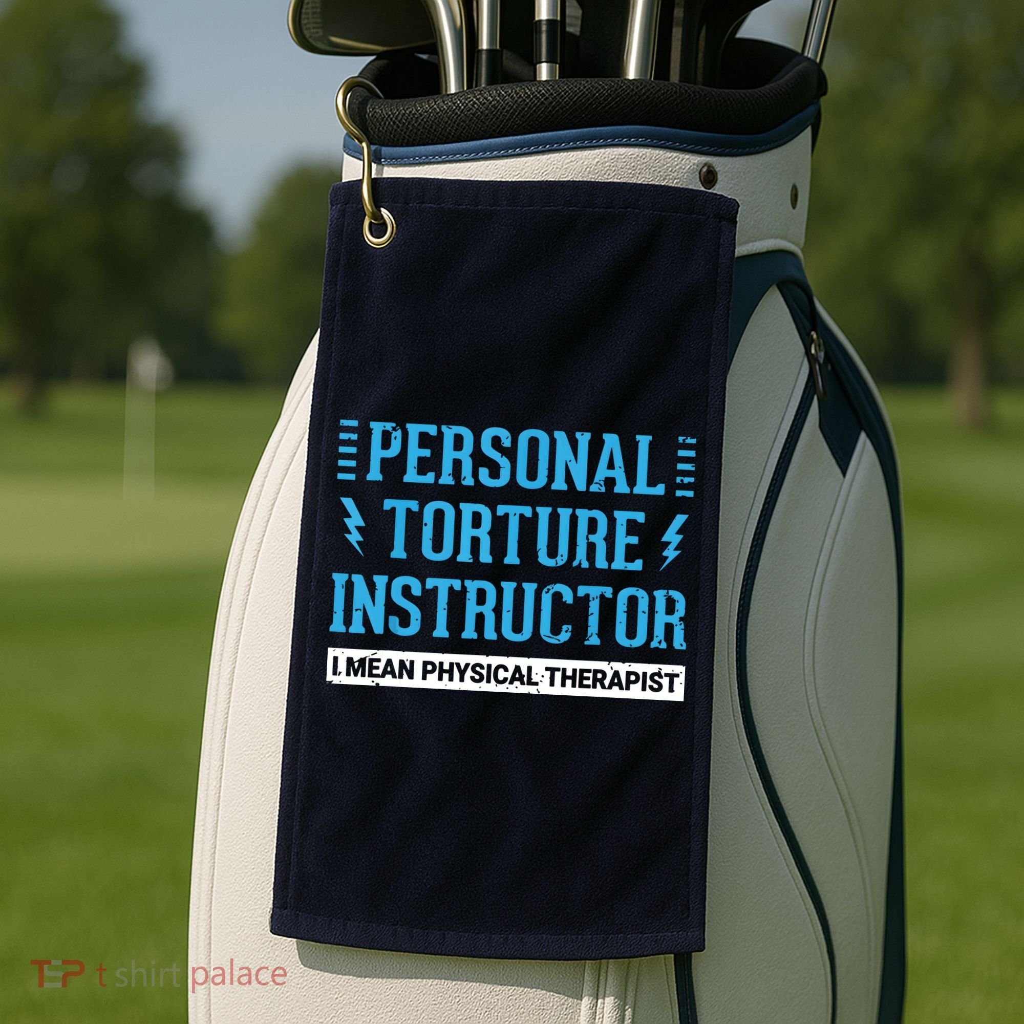 Funny PT Physical Therapist Gift Therapy Month Golf Towel