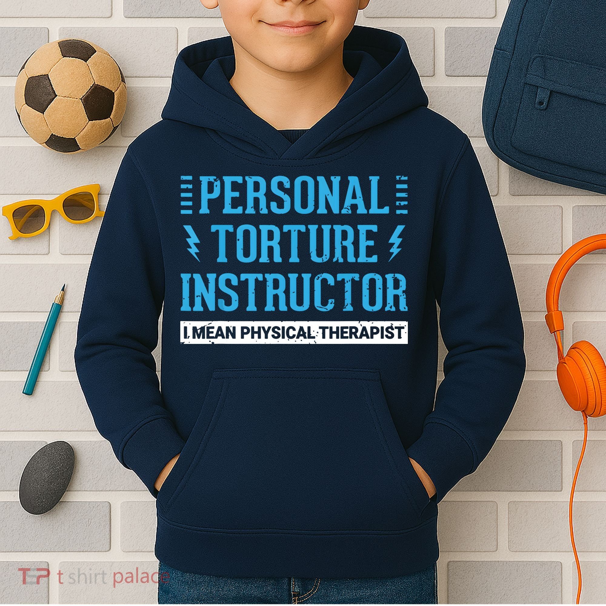 Funny PT Physical Therapist Gift Therapy Month Kids Hoodie